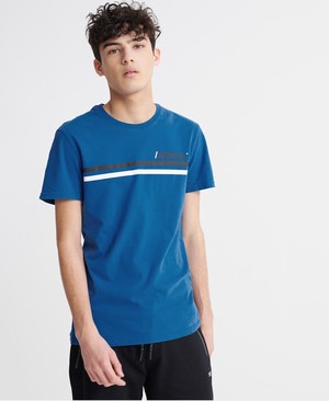 Superdry Core Logo Sport Stripe Férfi Pólók Kék | NFPOW8249